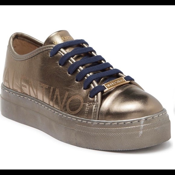 Valentino by Mario Valentino Dalia Luxe Platform Sneakers Pewter SZ 10 Brand New - Picture 3 of 16